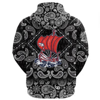 Viking Hoodie Boat Drakkar Art with Bandana Paisley Style RLT12 - Wonder Print Shop