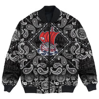 Viking Bomber Jacket Boat Drakkar Art with Bandana Paisley Style RLT12 - Wonder Print Shop