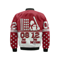 (Custom Personalised) Fathers Day - America Dad and Son Baseball Player Bomber Jacket - Red No.1 LT9 - Wonder Print Shop