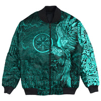 Viking Clothing Vegvisir With Raven Viking Compass Bomber Jackets Cyan Version RLT12 - Wonder Print Shop