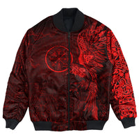 Viking Clothing Vegvisir With Raven Viking Compass Bomber Jackets Red Version RLT12 - Wonder Print Shop