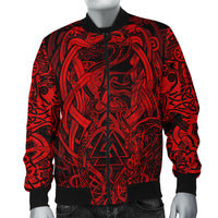 Viking Bomber Jacket Valknut and Dragon Tattoo Red RLT12 - Wonder Print Shop