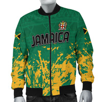 Jamaica Athletics Bomber Jacket Jamaican Flag With African Pattern Sporty Style - Wonder Print Shop
