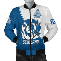 (Custom Text and Number) Scotland Rugby Bomber Jacket Scottish Coat Of Arms Mix Thistle Newest Version - Wonder Print Shop