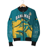 (Custom Personalised) Bahamas Bomber Jacket Blue Marlin With Bahamian Coat Of Arms - Wonder Print Shop