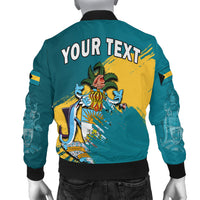 (Custom Personalised) Bahamas Bomber Jacket Blue Marlin With Bahamian Coat Of Arms - Wonder Print Shop