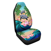 Polynesian Turtle Coconut Tree And Orchids Car Seat Covers - Wonder Print Shop