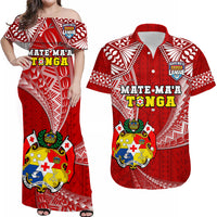 Personalised Tonga Rugby Matching Hawaiian Shirt And Dress Mate Maa Tonga Pacific Tongan Ngatu - Wonder Print Shop