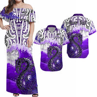 Personalised Manaia Maori Matching Hawaiian Shirt And Dress Fern Aotearoa Purple Waves LT13 - Wonder Print Shop