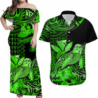 Personalised Hawaii Monk Seal Matching Hawaiian Shirt And Dress Kakau With Kanaka Green - Wonder Print Shop