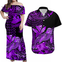 Personalised Hawaii Monk Seal Matching Hawaiian Shirt And Dress Kakau With Kanaka Purple - Wonder Print Shop