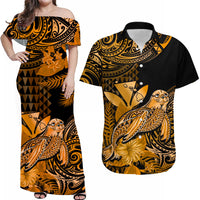 Personalised Hawaii Monk Seal Matching Hawaiian Shirt And Dress Kakau With Kanaka Gold - Wonder Print Shop