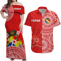 Personalised Tonga Matching Hawaiian Shirt And Dress Tongan Coat Of Arms Ngatu Pattern - Wonder Print Shop