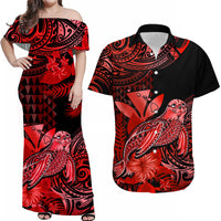 Personalised Hawaii Monk Seal Matching Hawaiian Shirt And Dress Kakau With Kanaka Red - Wonder Print Shop