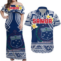 Samoa Matching Hawaiian Shirt And Dress Samoan Plumeria Flowers Mix Polynesian Pattern - Wonder Print Shop