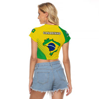 Brazil Football Raglan Cropped T Shirt Brasil Map Come On Canarinho Sporty Style - Wonder Print Shop