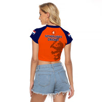 Netherlands Cricket Raglan Cropped T Shirt ODI Simple Orange Style - Wonder Print Shop
