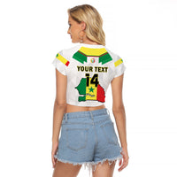 (Custom Text And Number) Senegal Football Raglan Cropped T Shirt Champions WC 2022 - Wonder Print Shop