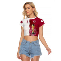 Qatar Football Raglan Cropped T Shirt Annabi Champions Proud WC 2022 - Wonder Print Shop