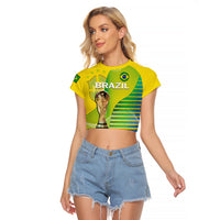 Brazil Football Raglan Cropped T Shirt Canarinha Champions WC 2022 - Wonder Print Shop
