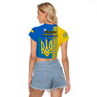 Ukraine Unity Day Raglan Cropped T Shirt Folk Ukrainian Coat Of Arms - Wonder Print Shop
