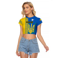 Ukraine Unity Day Raglan Cropped T Shirt Folk Ukrainian Coat Of Arms - Wonder Print Shop