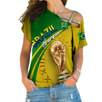 (Custom Personalised) Brazil Football World Cup 2022 Cross Shoulder Shirt - LT2