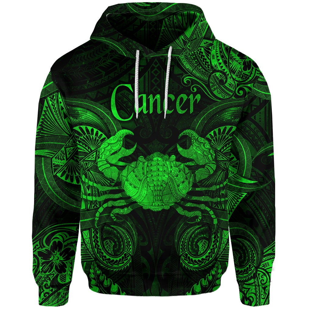 custom-personalised-cancer-zodiac-polynesian-hoodie-unique-style-green