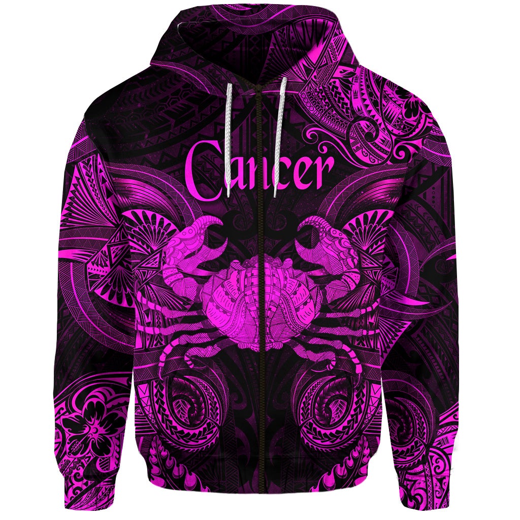 custom-personalised-cancer-zodiac-polynesian-zip-hoodie-unique-style-pink