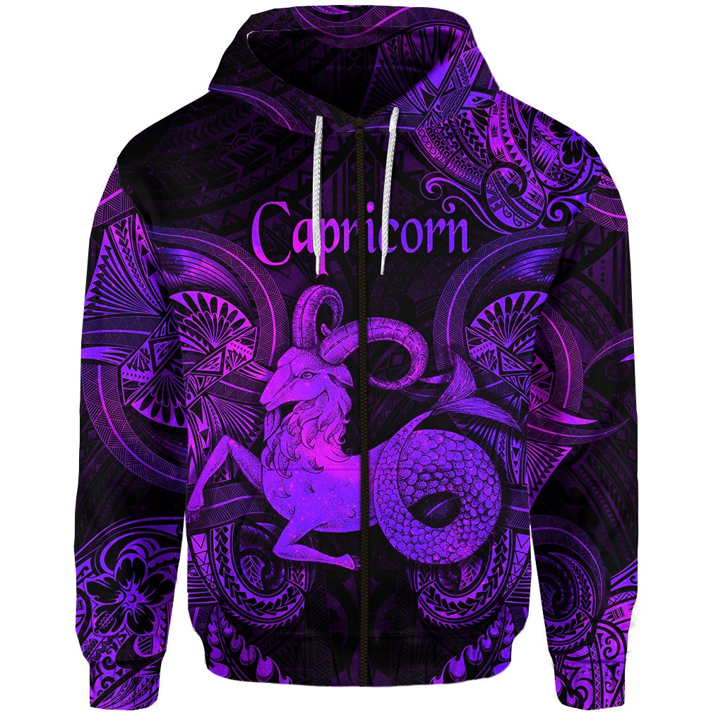 custom-personalised-capricorn-zodiac-polynesian-zip-hoodie-unique-style-purple