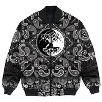 Viking Bomber Jacket Celtic Symbol Of Yin and Yang Druidic Yggdrasil Tree with Bandana Paisley Style RLT12 - Wonder Print Shop