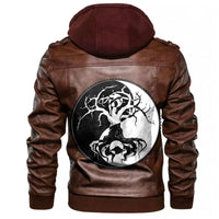 Viking Celtic Symbol Of Yin and Yang Druidic Yggdrasil Tree Leather Jacket RLT12 - Wonder Print Shop