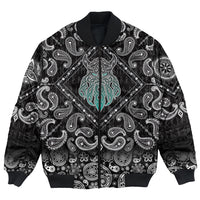 Viking Bomber Jacket Celtic Tangle Face with Bandana Paisley Style RLT12 - Wonder Print Shop