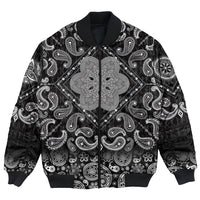 Viking Bomber Jacket Celtic Wolf Ornament Black and White with Bandana Paisley Style RLT12 - Wonder Print Shop