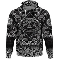 Viking Hoodie Circle Runic Scandinavian with Bandana Paisley Style RLT12 - Wonder Print Shop