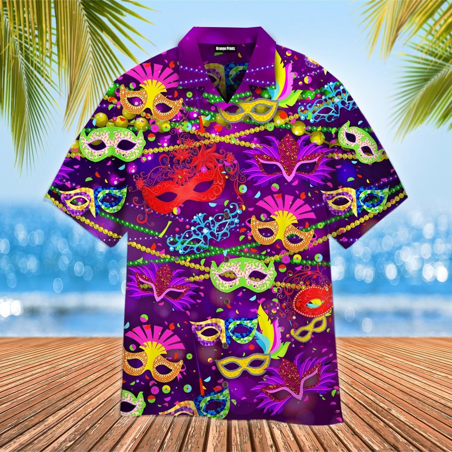 colorful-mask-mardi-gras-hawaiian-shirt