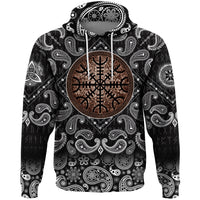 Viking Hoodie Compass with Bandana Paisley Style RLT12 - Wonder Print Shop