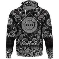 Viking Hoodie Contour Yggdrasil and Ouroboros In Ornamented Circles with Bandana Paisley Style RLT12 - Wonder Print Shop