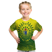 Cook Islands T Shirt for Kid Polynesian Tattoo Sunshine LT4 - Wonder Print Shop