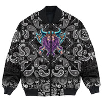 Viking Bomber Jacket Cool Beard With Axe with Bandana Paisley Style RLT12 - Wonder Print Shop