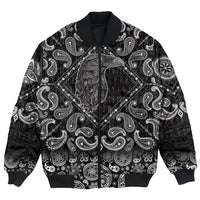 Viking Bomber Jacket Crow Black with Bandana Paisley Style RLT12 - Wonder Print Shop