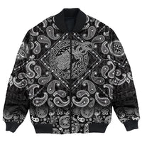 Viking Bomber Jacket Crows Scandinavian Runes with Bandana Paisley Style RLT12 - Wonder Print Shop