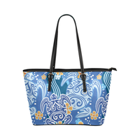 Hawaii Turtle Leather Tote Bag, Plumeria Leather Tote - Wonder Print Shop