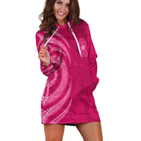 Breast Cancer Awareness Hoodie Dress Hibiscus Polynesian No One Fights Alone LT13 - Wonder Print Shop