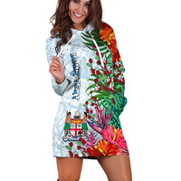 Custom Personalised Fiji Hoodie Dress Proud Fijian Tapa mix Tagimoucia Flowers LT13 - Wonder Print Shop