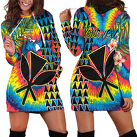 (Custom Personalised) Hawaii Rainbow Tie Dye Hoodie Dress Flowers Polynesian Hawaiian Tribal LT13 - Wonder Print Shop