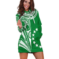 (Custom Text and Number) Cook Islands Tatau Hoodie Dress Symbolize Passion Stars Version Green LT13 - Wonder Print Shop