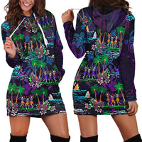 Hawaii Skeleton Dancing Hoodie Dress Halloween Hawaiian Turtle LT13 - Wonder Print Shop