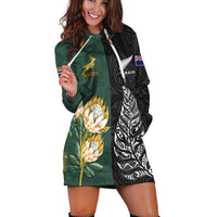 Custom Personalised South Africa Protea and New Zealand Fern Hoodie Dress Rugby Go Springboks vs All Black LT13 - Wonder Print Shop
