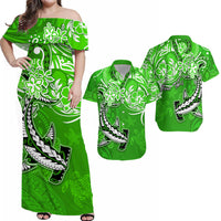 Personalised Hawaii Matching Hawaiian Shirt And Dress Polynesia Green Sea Turtle Honu and Hammerhead Shark LT13 - Wonder Print Shop